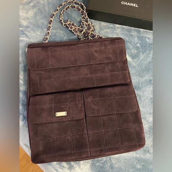 100% AUTHENTIC CHANEL SUEDE MULTI POCKET CHAIN CROSSBODY MADEMOISELLE BAG - Picture 6 of 16